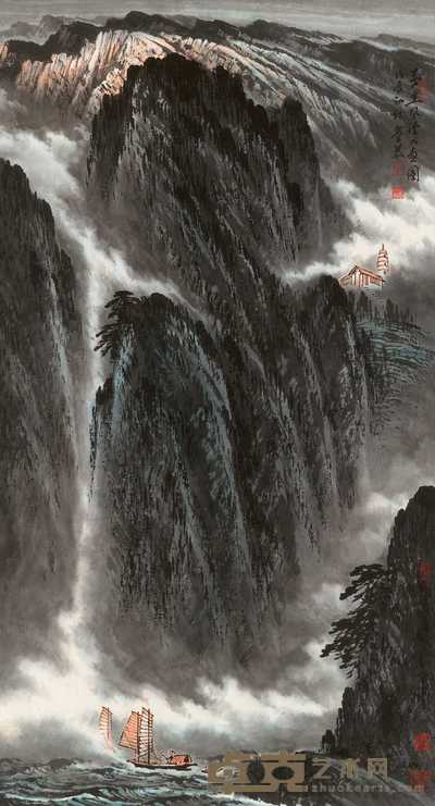 岑学恭 1988年作 万里风烟 立轴 99×54cm